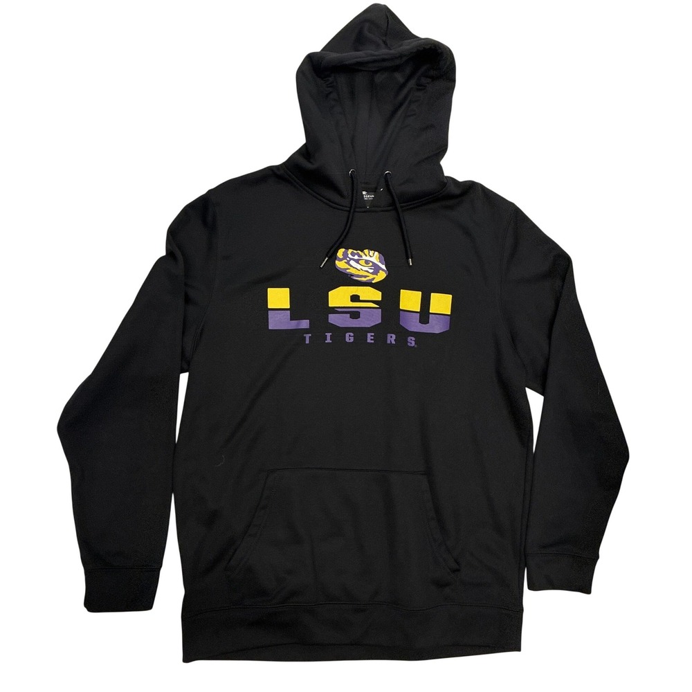 Colosseum LSU Tigers Hoodie Mens L Black Performance Pullover NCAA Sweatshirt